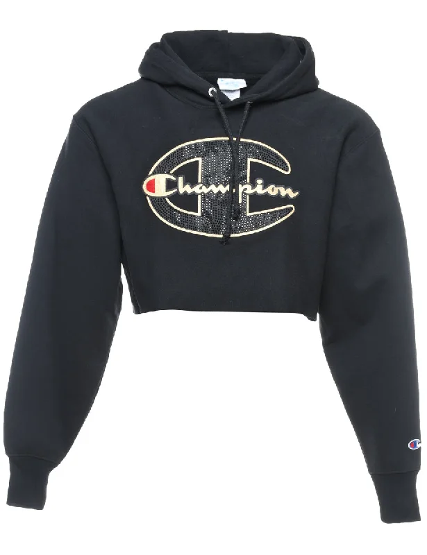 Champion Reverse Weave Cropped Hoodie - S Hoodie with Applique Textured Unique