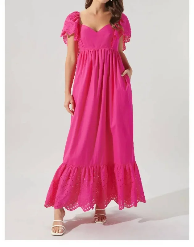Wild At Heart Eyelet Maxi Dress In Fuchsia Tunics Luxurious high-end