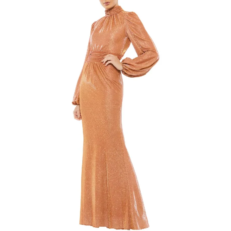 Womens Metallic High Neck Evening Dress Tunics Denim casual