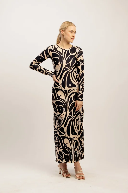 Age of Aquarius Long Sleeve Maxi Dress Tunics Versatile functional