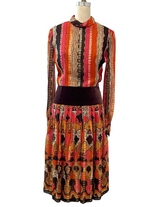 70's DAZZELING MIDI DRESS Tunics Fashionable trendy