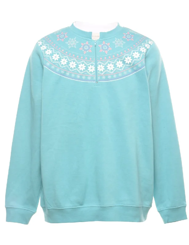 Fairisle  Christmas Sweatshirt - M Hoodie Crop Top Short Trendy