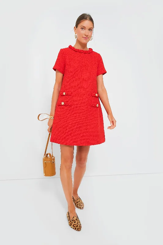 Red Tweed Jackie Dress Tunics Yoga stretchy