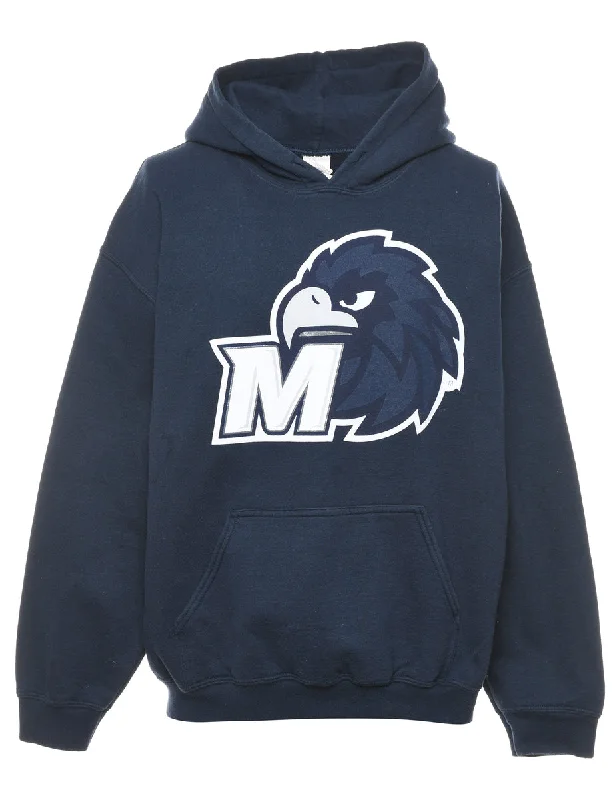 Navy Hoodie - L Hoodie with Logo Branding Identity