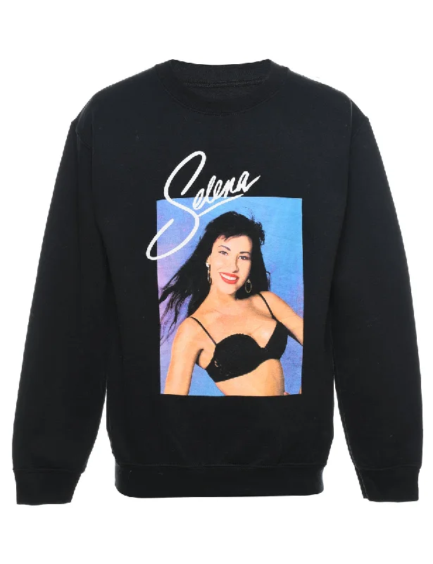 Black & Blue Selene Printed Sweatshirt - S Hoodie with Pocket Utility Practical