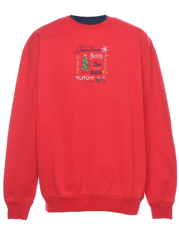 Festive Season Christmas Sweatshirt - L Hoodie with Tied Waist Feminine Flattering