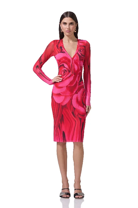 Diane Dress - Organic Rose Square Neckline Feminine
