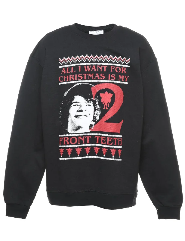 Festive Season Christmas Sweatshirt - L Hoodie with High Neck Warm Protective
