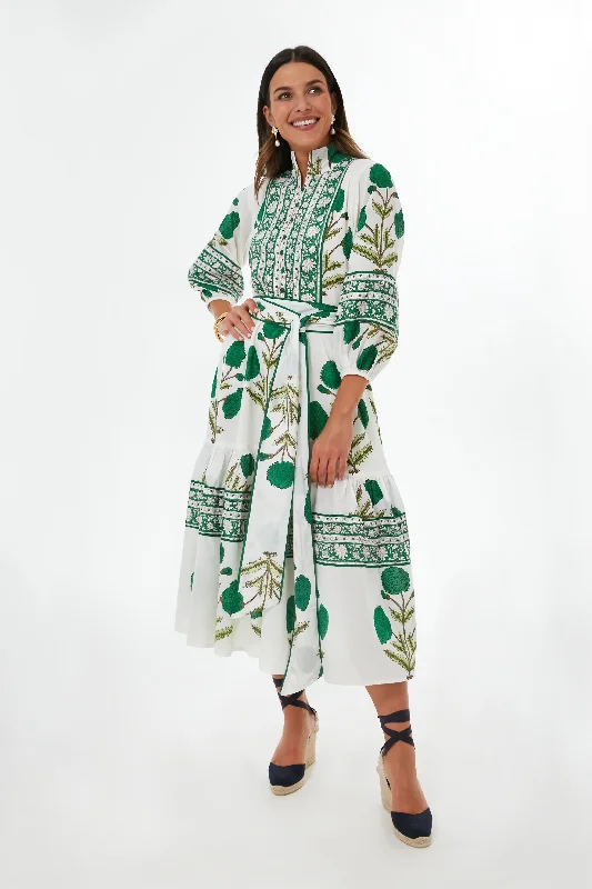 Exclusive Emerald Marigold Flounce Dress Tunics Floral girly