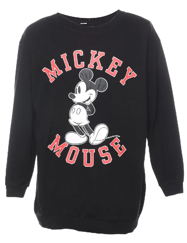 Mickey Mouse Cartoon Sweatshirt - L Hoodie with Metallic Shiny Futuristic