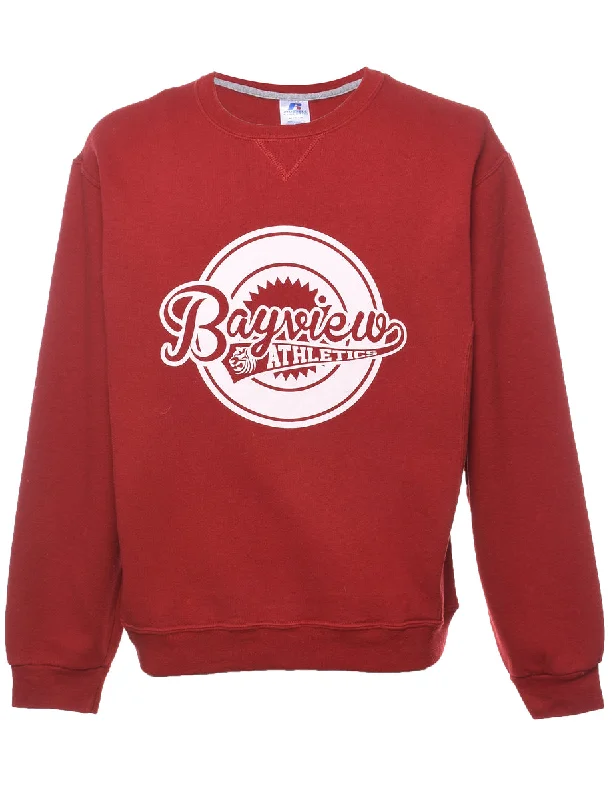 Maroon & White Athletics Printed Sweatshirt - M Graphic Hoodie Design Print