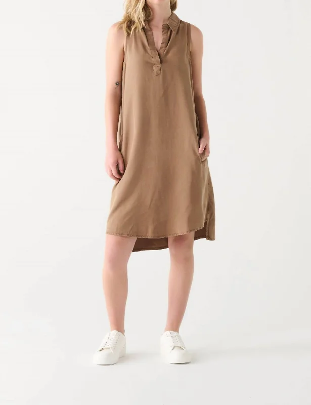 Tencel Mini Dress In Mocha Tunics Hiking breathable