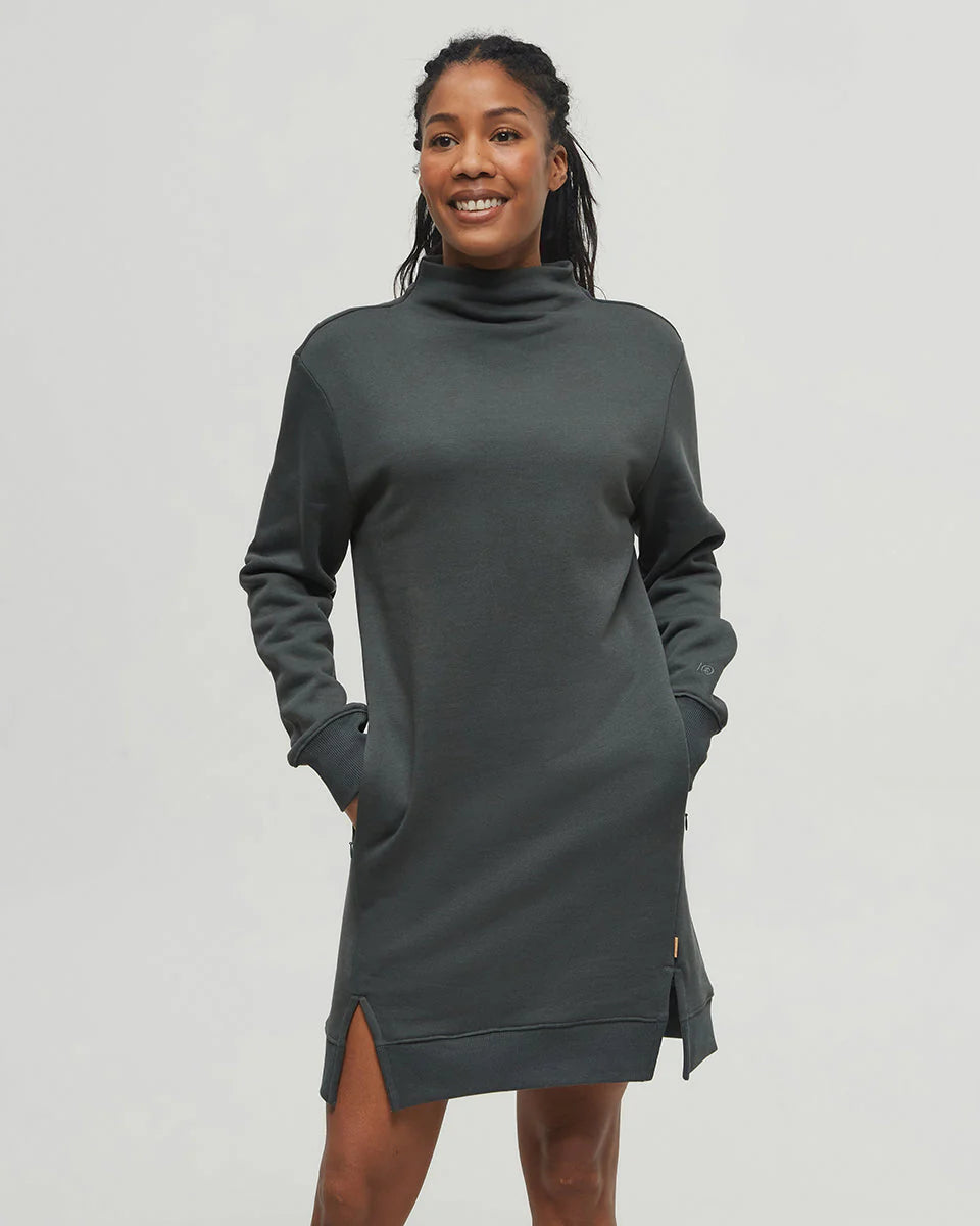 TENTREE MOCKNECK SWEATSHIRT DRESS Hoodie with Double Zipper Versatile Adjustable