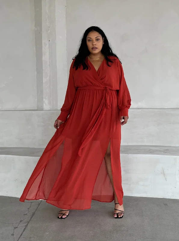 Plus Size Chiffon Long Sleeve Maxi Dress Tunics Cozy soft