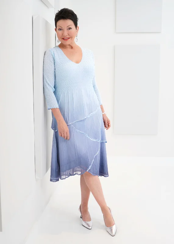 Komarov - V-neck Layered Dress Tunics Practical easy-care