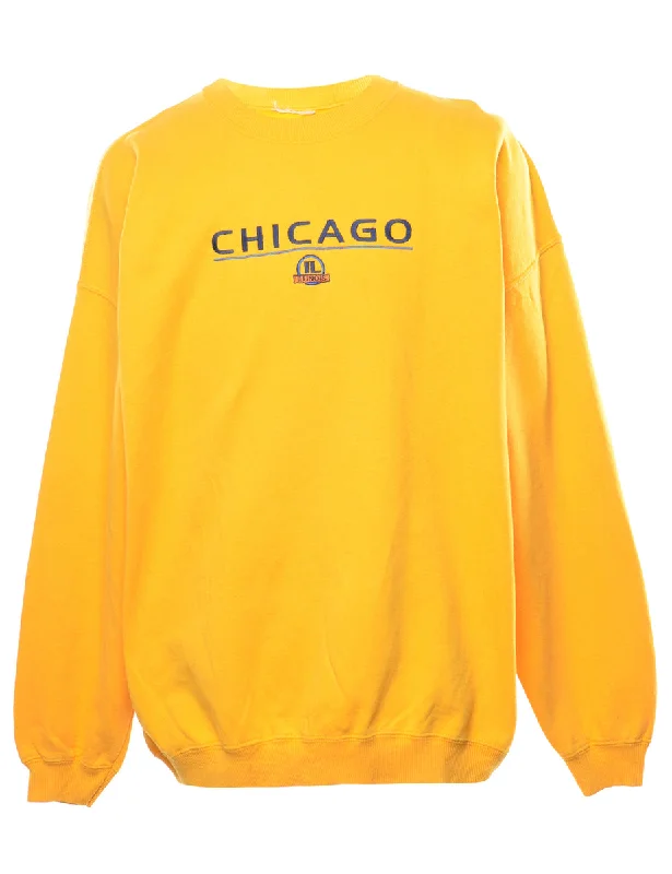Chicago Printed Sweatshirt - XL Hoodie with Bell Sleeves Flared Feminine