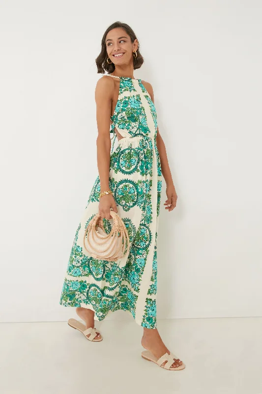 Teal Floral Topiary Colomba Dress Tunics Modern contemporary