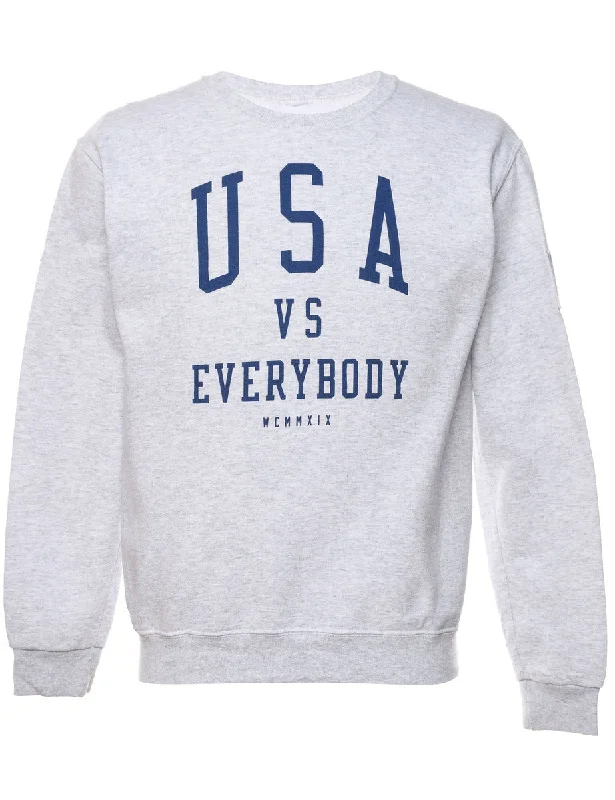 USA VS Everybody Printed Sweatshirt - S Hoodie with Oversized Fit Loose Comfortable