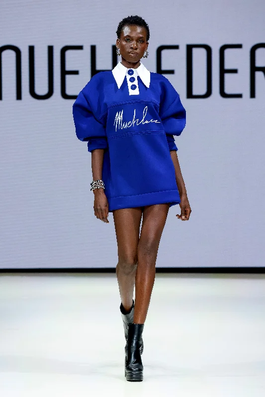Runway Look 7- BeBe Sweatshirt Dress Hoodie with Hem Ribbing Snug Secure