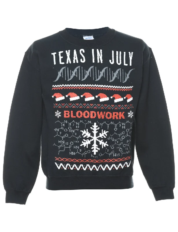 Black Christmas Sweatshirt - S Hoodie with Pocket Utility Practical