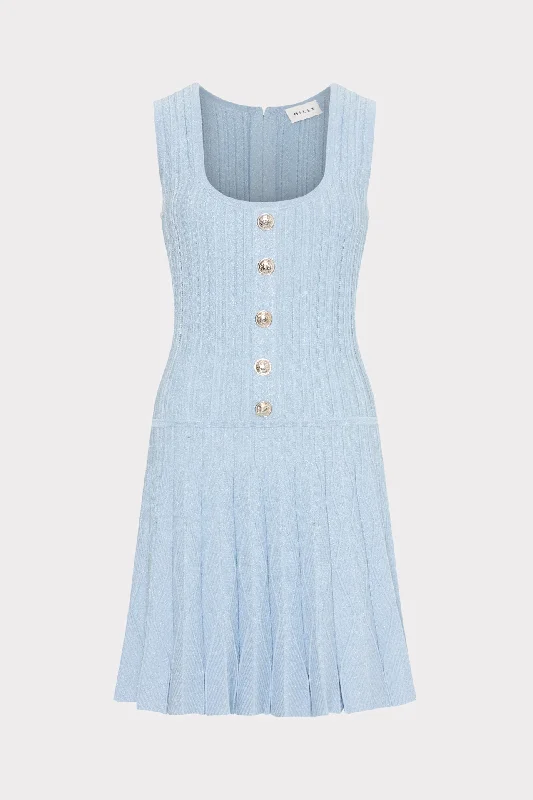 Wave Godet Flare Knit Mini Dress Tunics Sale discount