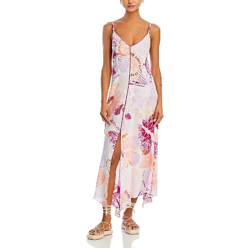 Womens Floral Print Viscose Mini Dress Tunics Ceremony elegant