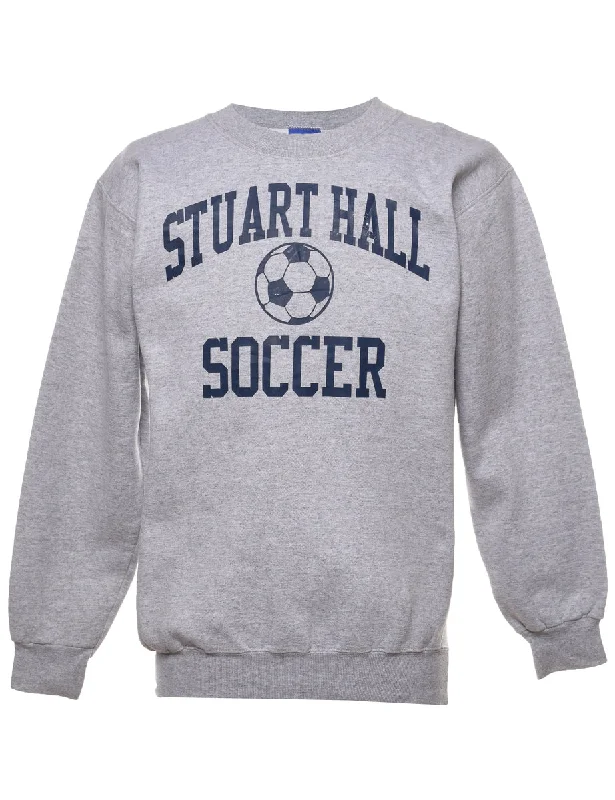 Champion Stuart Hall Soccer Navy & Light Grey Printed Sweatshirt - S Hoodie with Full-Zip Functional Layering Champion Stuart Hall Soccer Navy & Light Grey Printed Sweatshirt - S Hoodie with Full-Zip Functional Layering