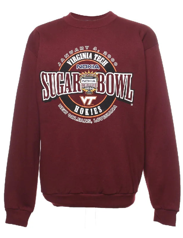 Sugar Bowl Burgundy Printed Sweatshirt - M Hoodie with Hidden Zipper Minimalist Clean Sugar Bowl Burgundy Printed Sweatshirt - M Hoodie with Hidden Zipper Minimalist Clean