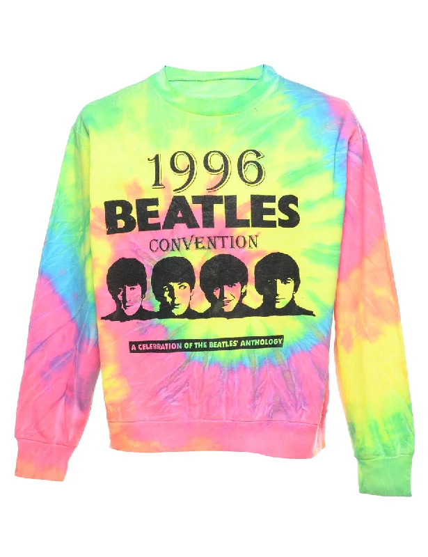 Tie-dye Beatles Convention Multi-Colour Printed Sweatshirt - L Hoodie with Toggle Buttons Decorative Unique Tie-dye Beatles Convention Multi-Colour Printed Sweatshirt - L Hoodie with Toggle Buttons Decorative Unique