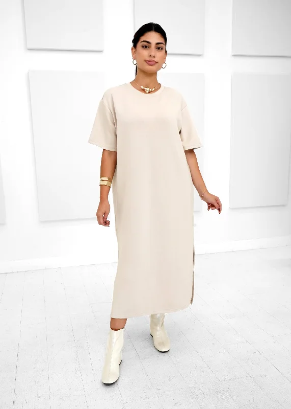 Luxe Modal - Midi T-shirt Dress Elegant Long Evening