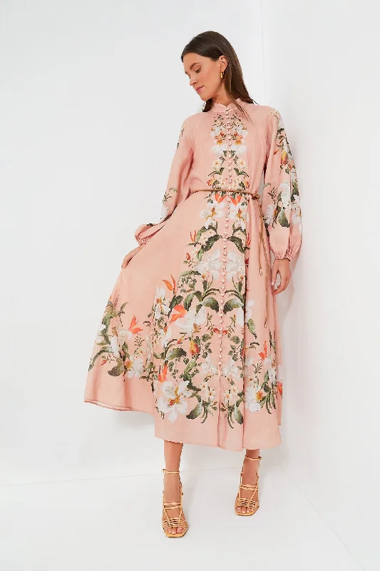 Pink Palm Lexi Billow Long Dress Tunics Fall fleece