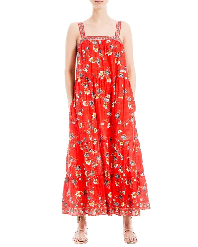 Max Studio Sleeveless Strap Tiered Maxi Dress Tunics Cozy comfortable