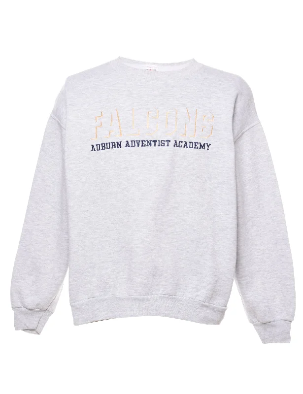 Marl Grey Falgons Embroidered Sweatshirt - L Hoodie with Oversized Fit Loose Comfortable Marl Grey Falgons Embroidered Sweatshirt - L Hoodie with Oversized Fit Loose Comfortable