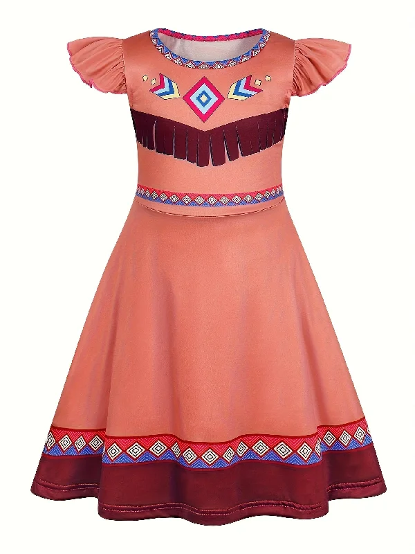 Girls' Spooky Fun Halloween Party Dress - Cartoon Themed Flutter Sleeve Stripes & Skulls & Cow Spots Pattern Dress Up Clothing for Girls Tunics Sophisticated sleek Girls' Spooky Fun Halloween Party Dress - Cartoon Themed Flutter Sleeve Stripes & Skulls & Cow Spots Pattern Dress Up Clothing for Girls Tunics Sophisticated sleek