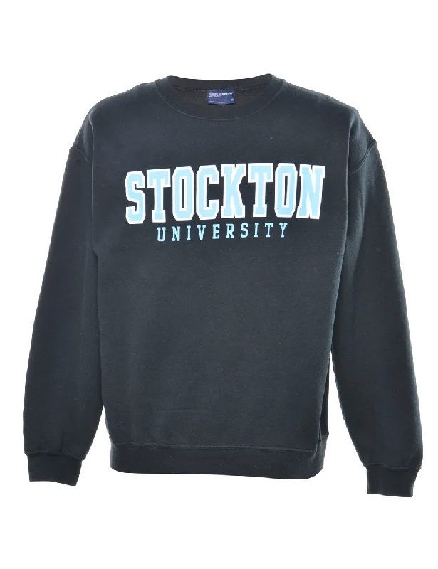 Stockton University Printed Sweatshirt - M Hoodie with Rhinestones Sparkly Elegant