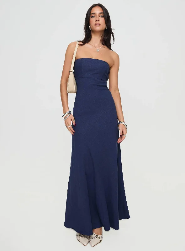 Yahir Strapless Maxi Dress Navy Tunics Top rated
