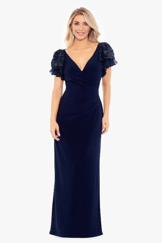 Petite "Jennifer" Long Jersey Knit Sequin Sleeve Dress Tunics Stylish elegant