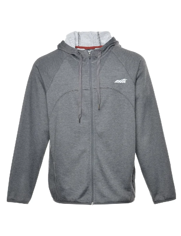 Grey Hooded Sweatshirt - L Hoodie with Full-Zip Functional Layering