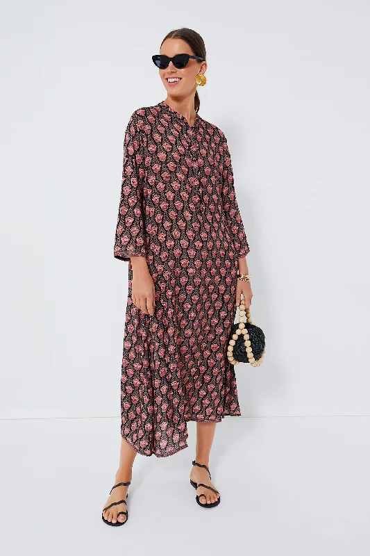 Black Tulip Print Kamari Block Isobel Dress Tunics Cozy comfortable