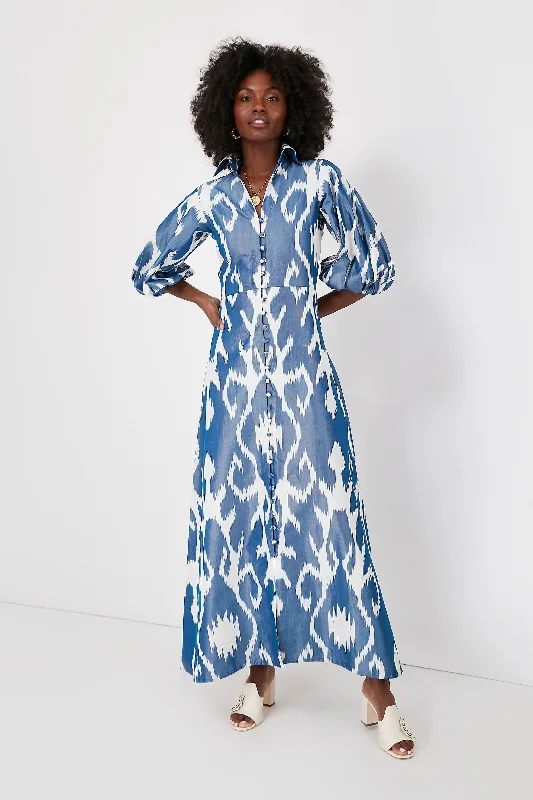Blue Jodhpur Dress Boat Neckline Classic