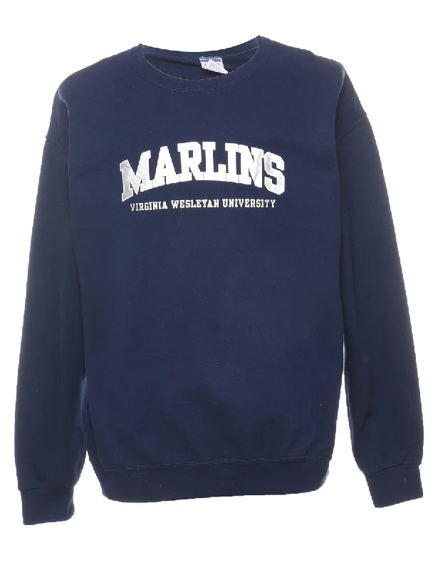 Marlins Printed Sweatshirt - L Hoodie with Illustration Artistic Creative