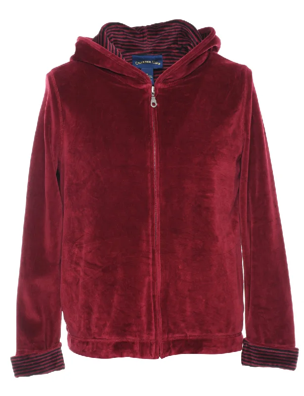 Velvet Hooded Sweatshirt - M Hoodie with Monochrome Minimalist Simple