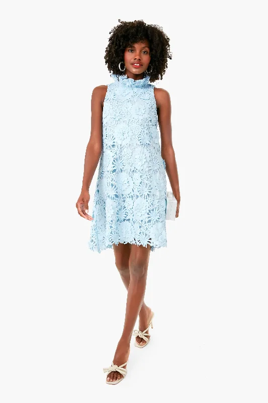 Serenity Blue Guipure Lace Blythe Dress Tunic Top Casual