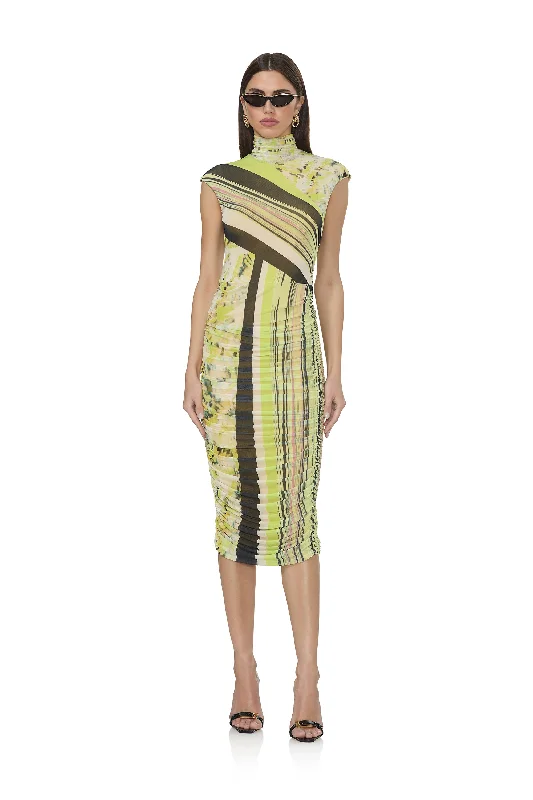 Tabi Dress - Wing Stripe Crew Neckline Casual