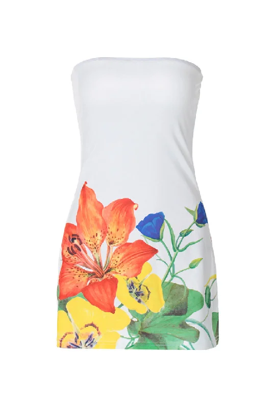 Boho Chic Floral Print Strapless Bodycon Summer Beach Vacation Mini Dress Tunics Winter warm Boho Chic Floral Print Strapless Bodycon Summer Beach Vacation Mini Dress Tunics Winter warm