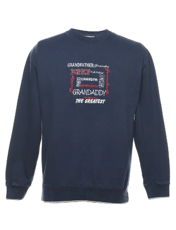 Embroidered Navy, Red & White Grandad Design Sweatshirt - M Hoodie with Patch Decorative Personalized Embroidered Navy, Red & White Grandad Design Sweatshirt - M Hoodie with Patch Decorative Personalized