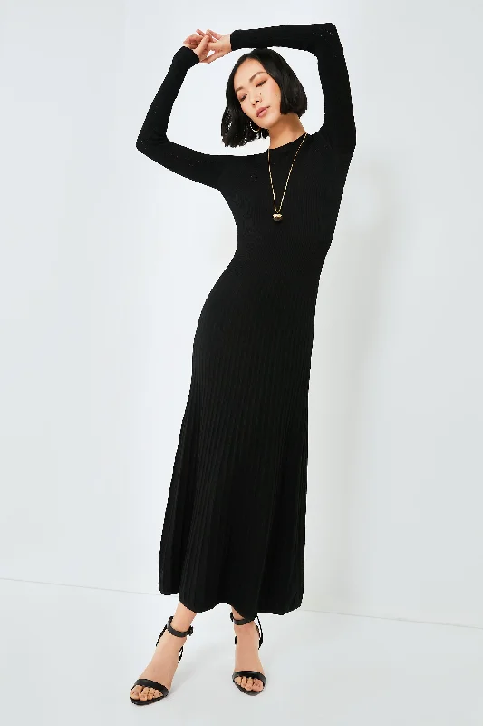 Black Nami Knit Dress Tunics Fall fleece