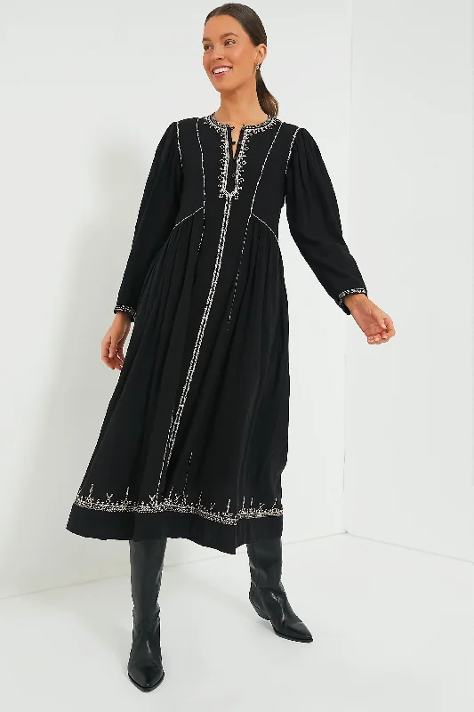 Black Embroidered Pippa Dress Tunics Long Elegant