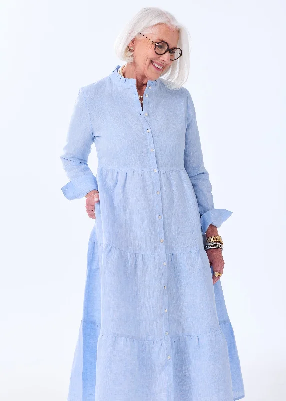 The Linen Tiered Midi Dress Tunics Leisure comfortable