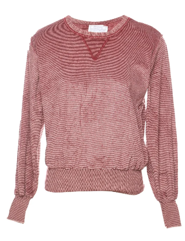 Striped Plain Sweatshirt - M Hoodie with Embroidery Detailed Premium